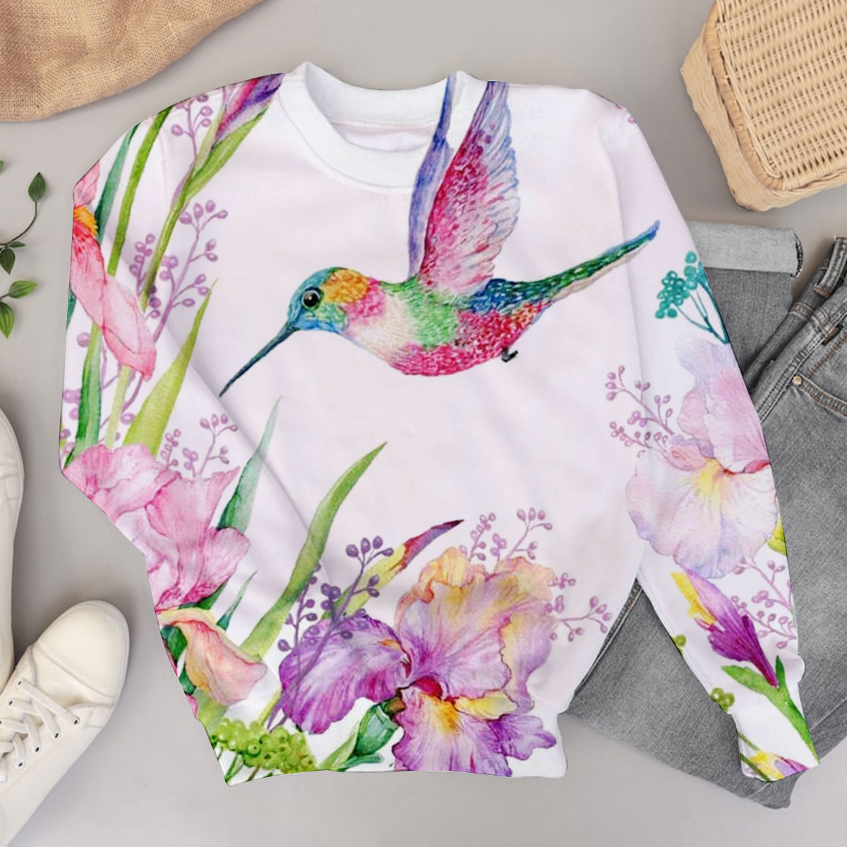 Flower Humming Bird Sweater