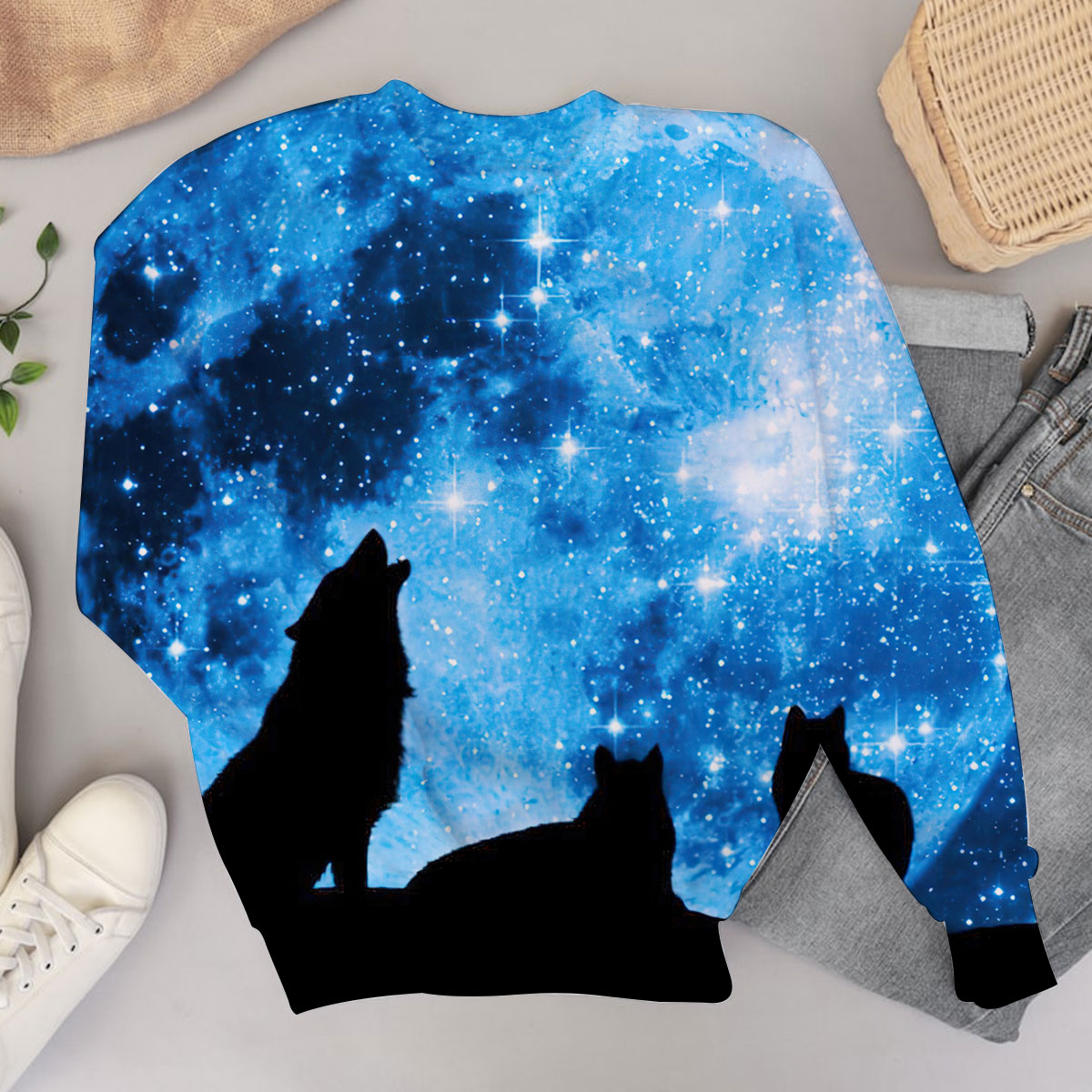 Galaxy Moonlight Wolf Sweater