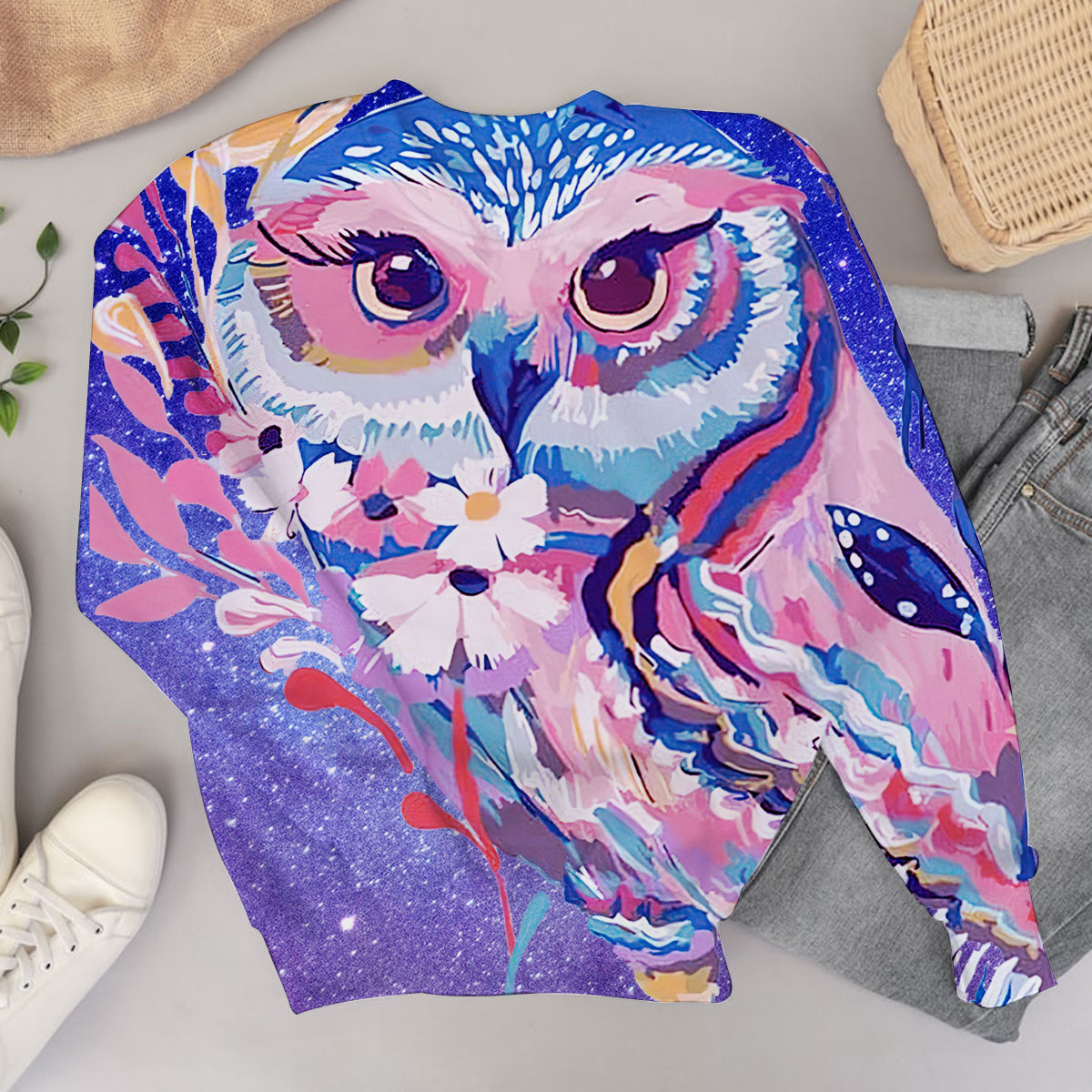 Galaxy Pink Owl Sweater
