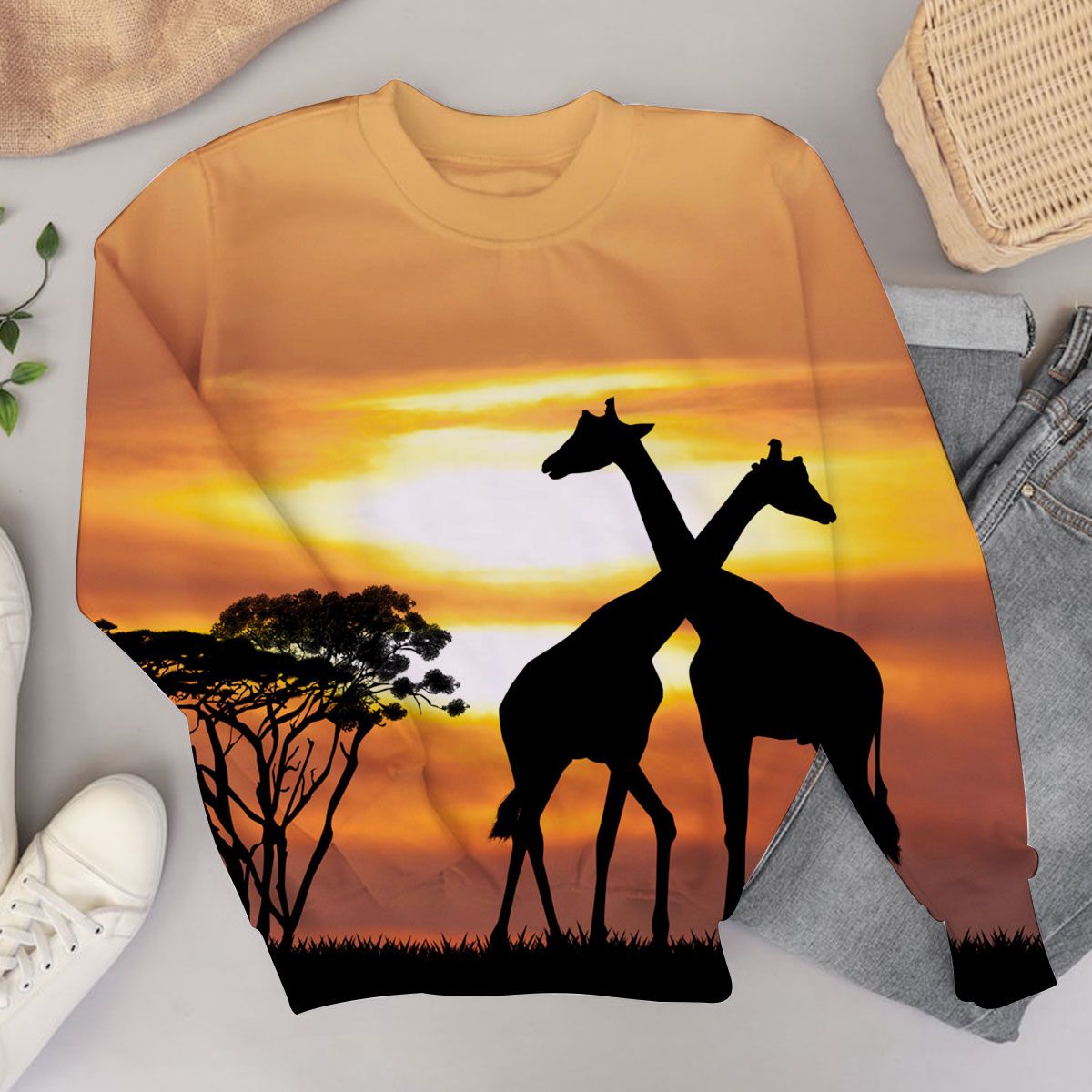 Giraffe Under The Night Sweater