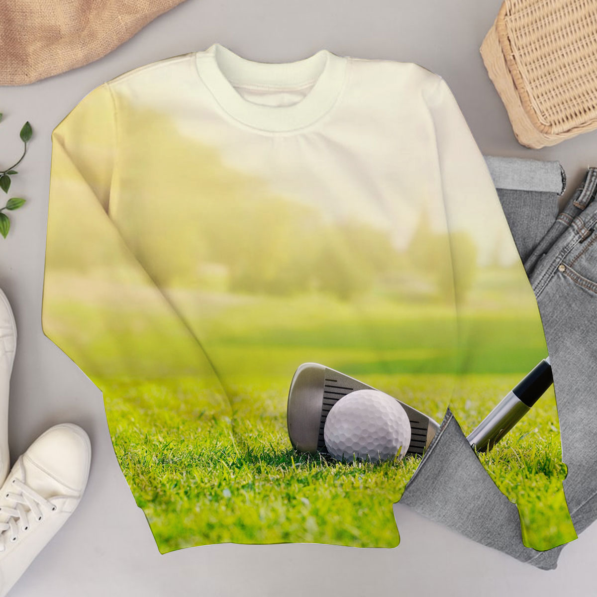Golf Tools On Grass Sweater