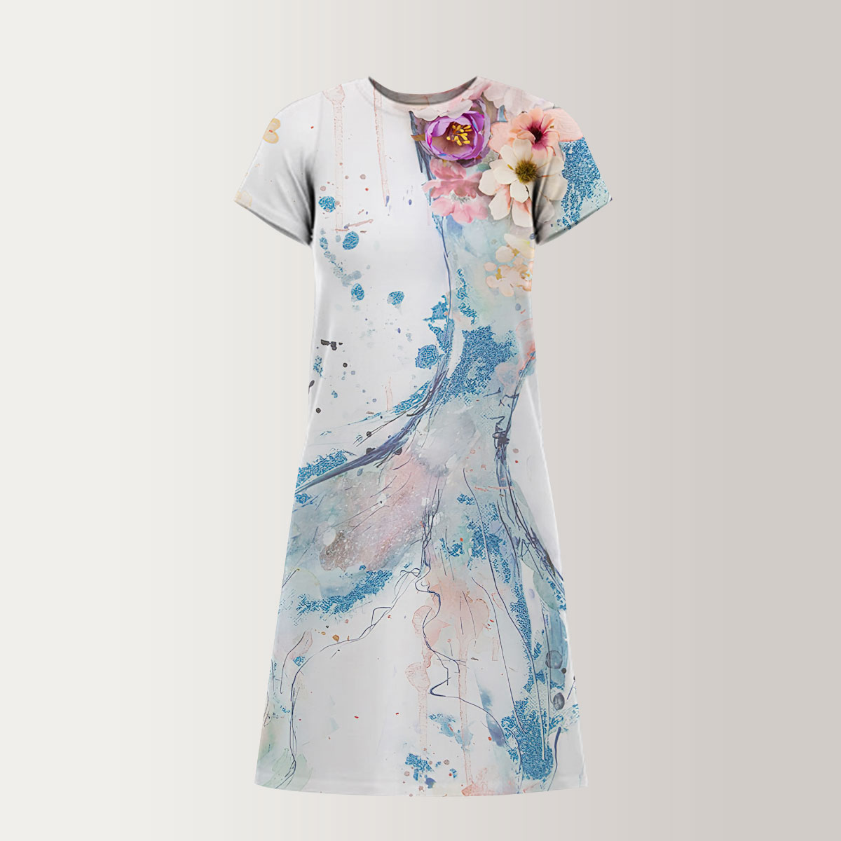 Floral Mermaid Tail T-Shirt Dress