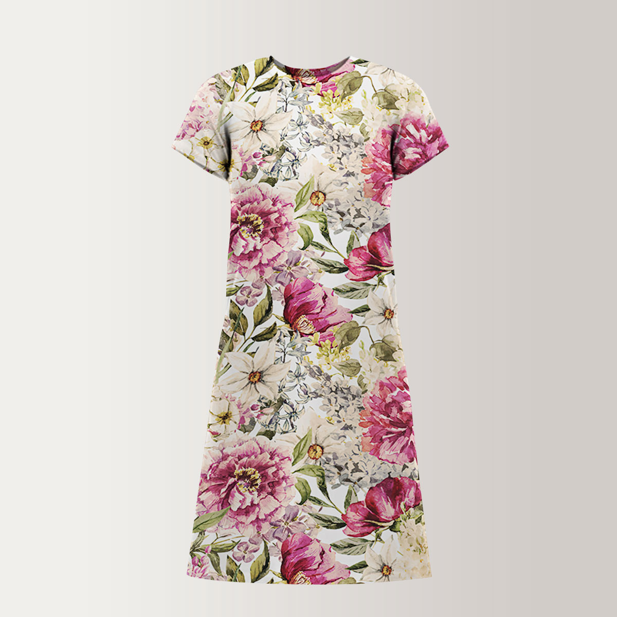 Floral Vintage Peony T-Shirt Dress
