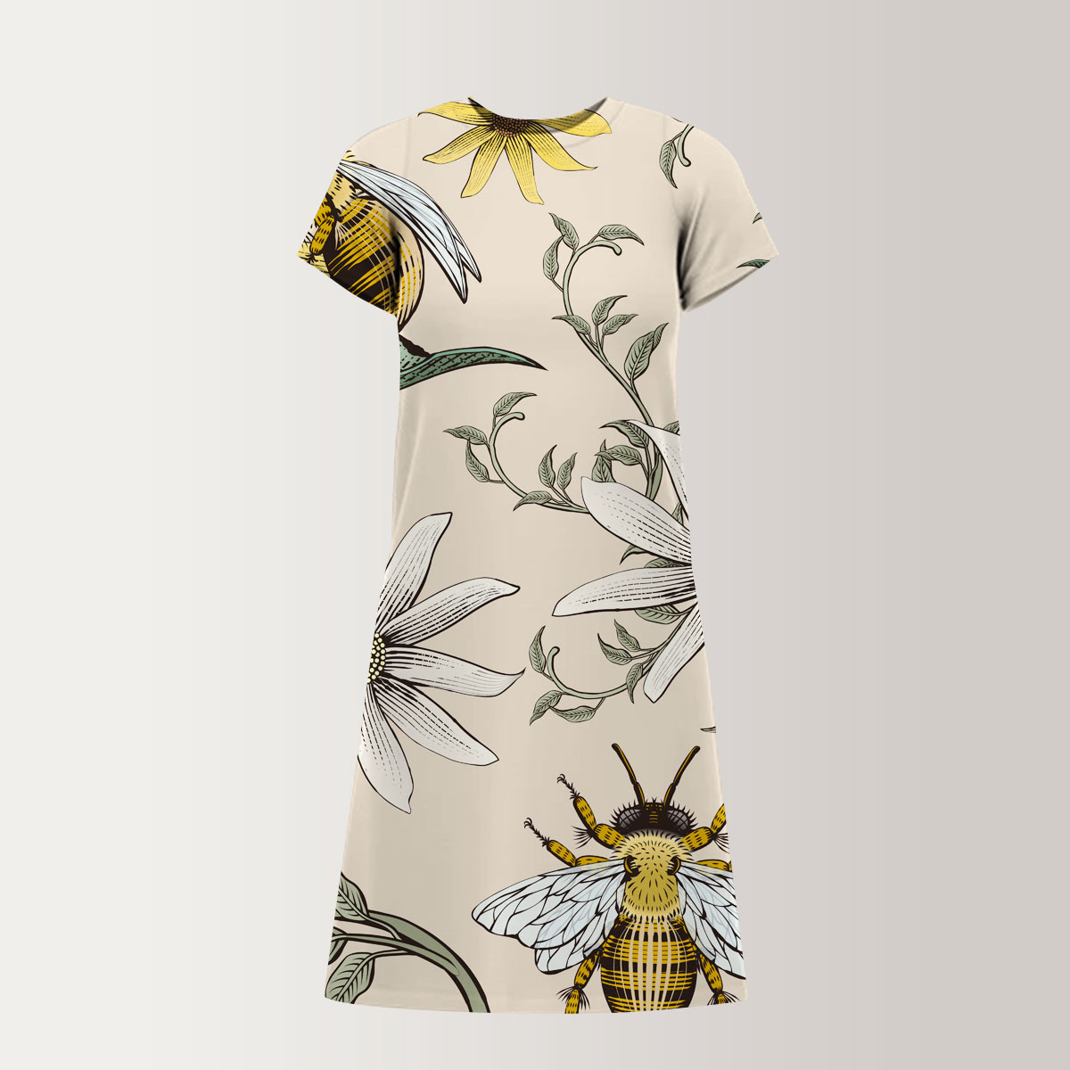 Flower And Bee T-Shirt Dress