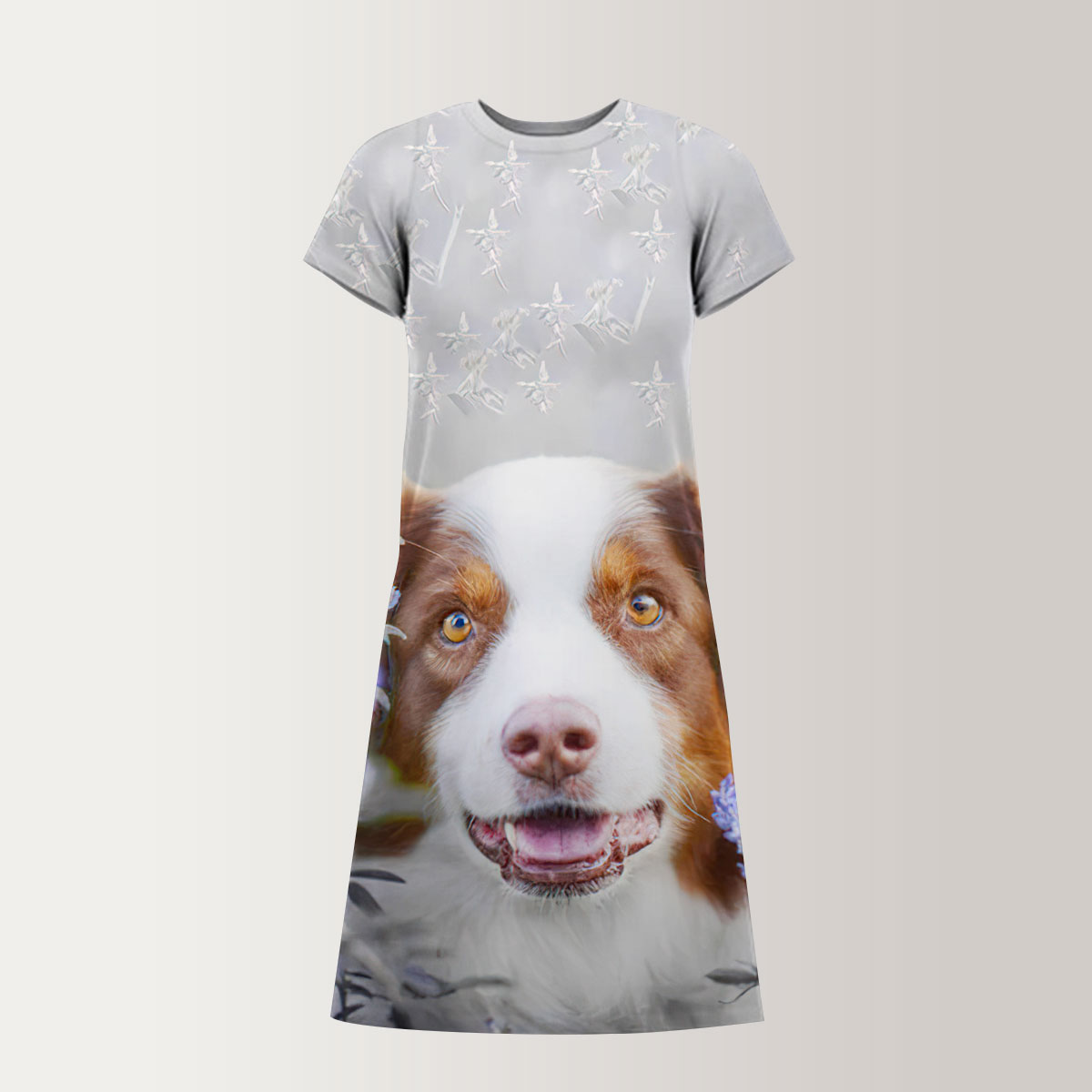 Flower Dog T-Shirt Dress