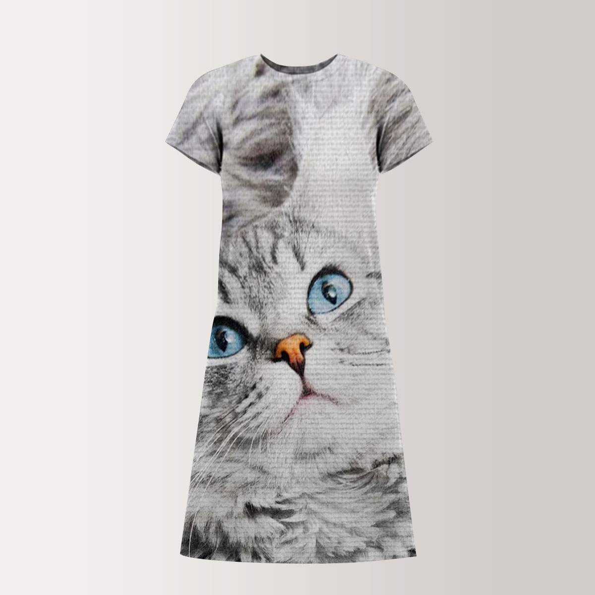 Gray Cat T-Shirt Dress