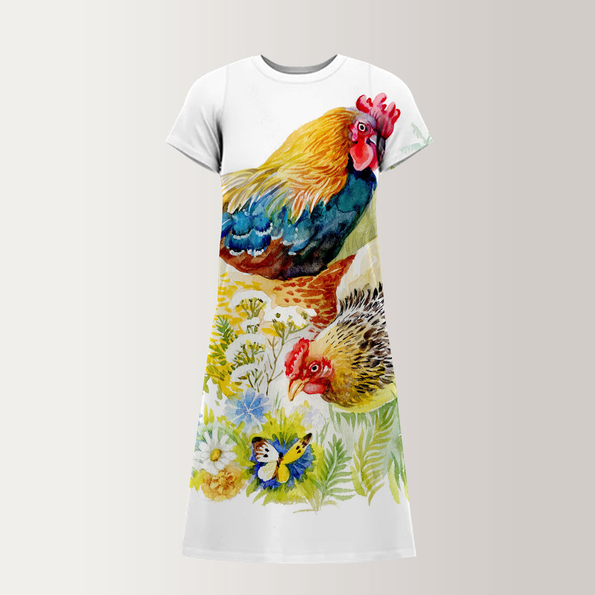 Happy Chicken T-Shirt Dress