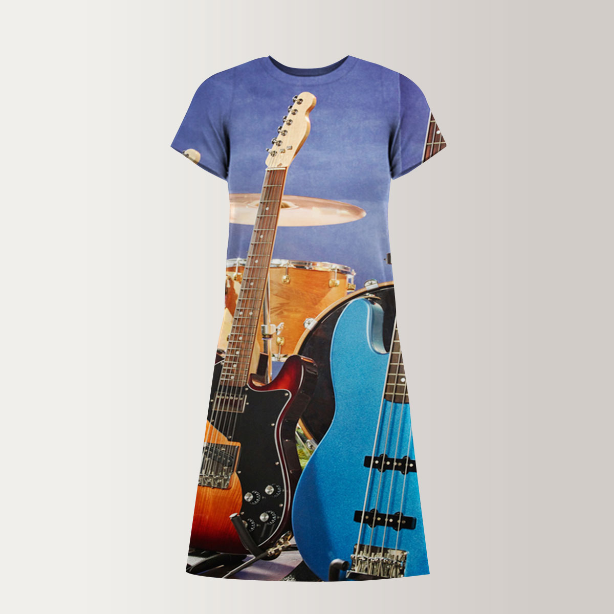 Hippie Electric Guitar T-Shirt Dress