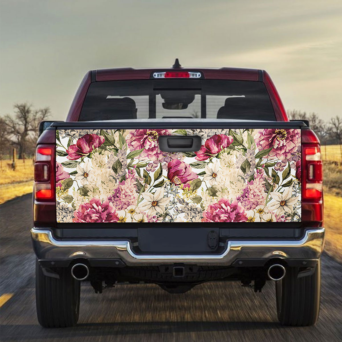 Floral Vintage Peony Truck Bed Decal