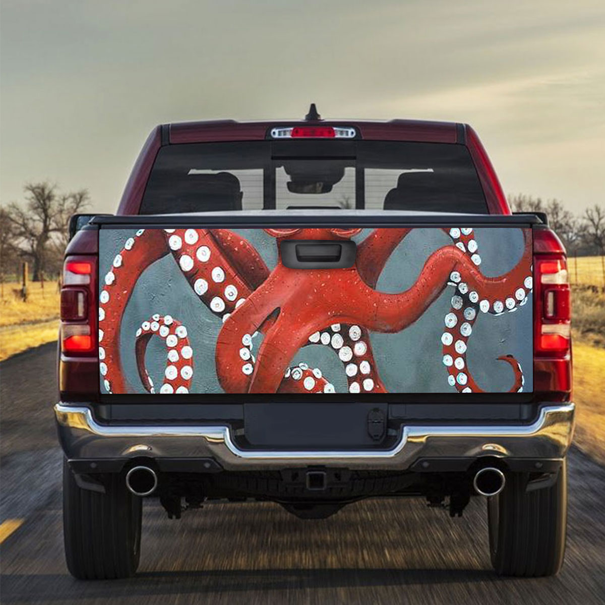 Giant Red Octopus Truck Bed Decal