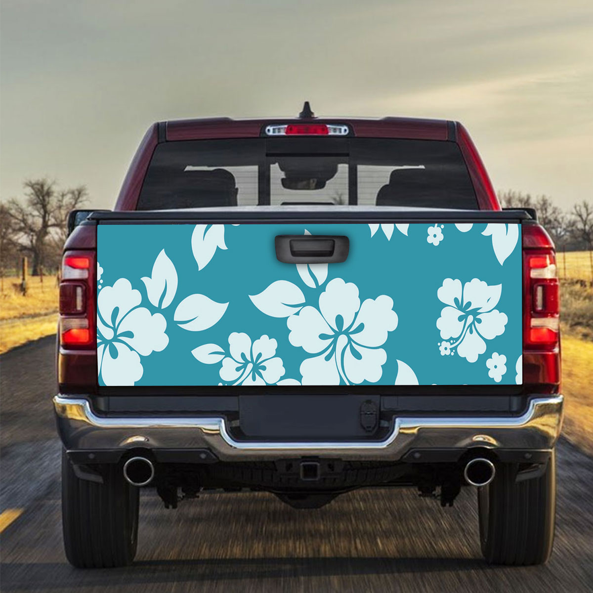 Green Hawaii Hibiscus Truck Bed Decal