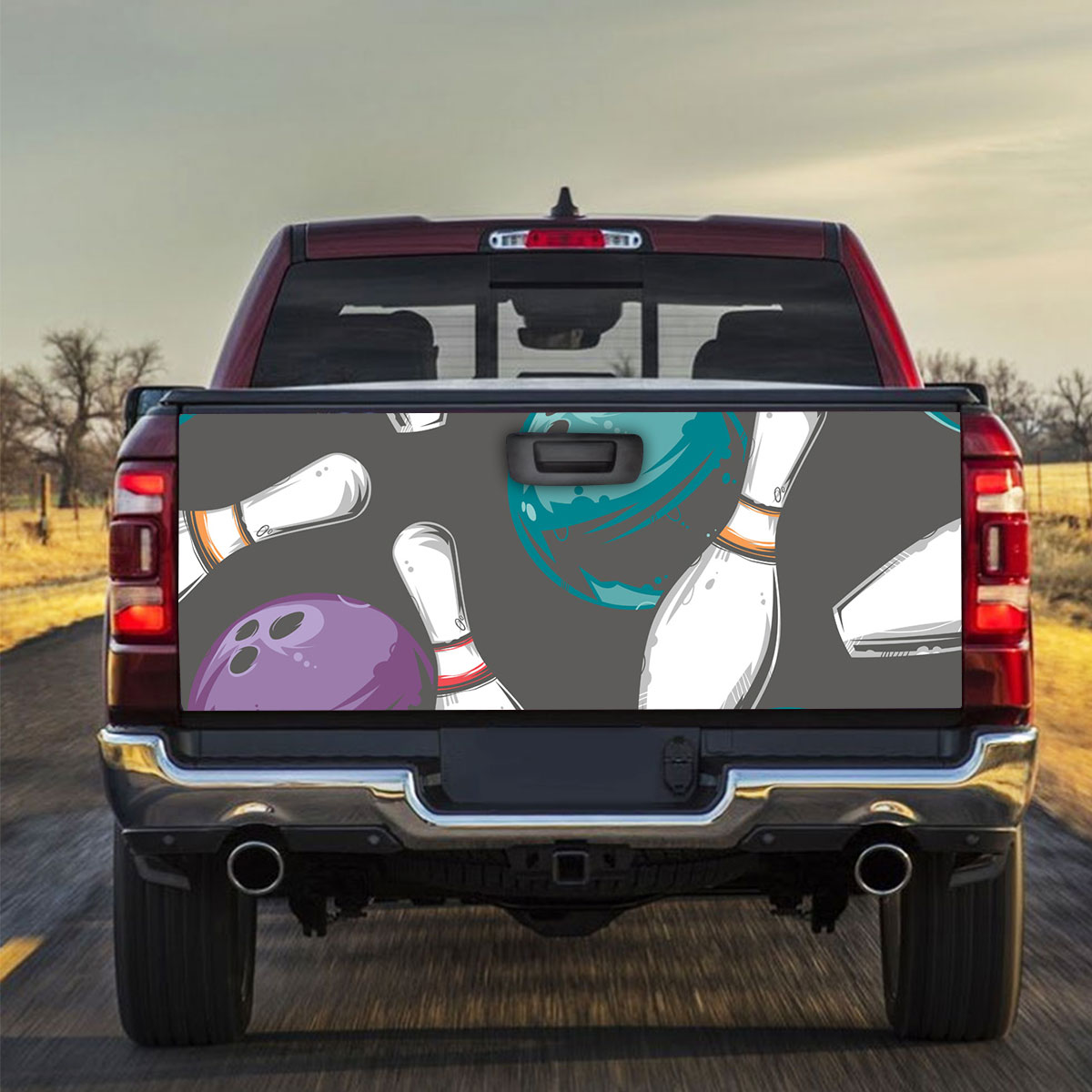 Green Purple Bowling Truck Bed Decal