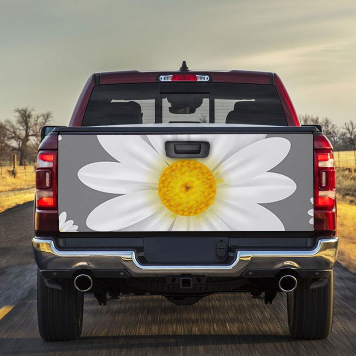 Grey White Daisy Truck Bed Decal