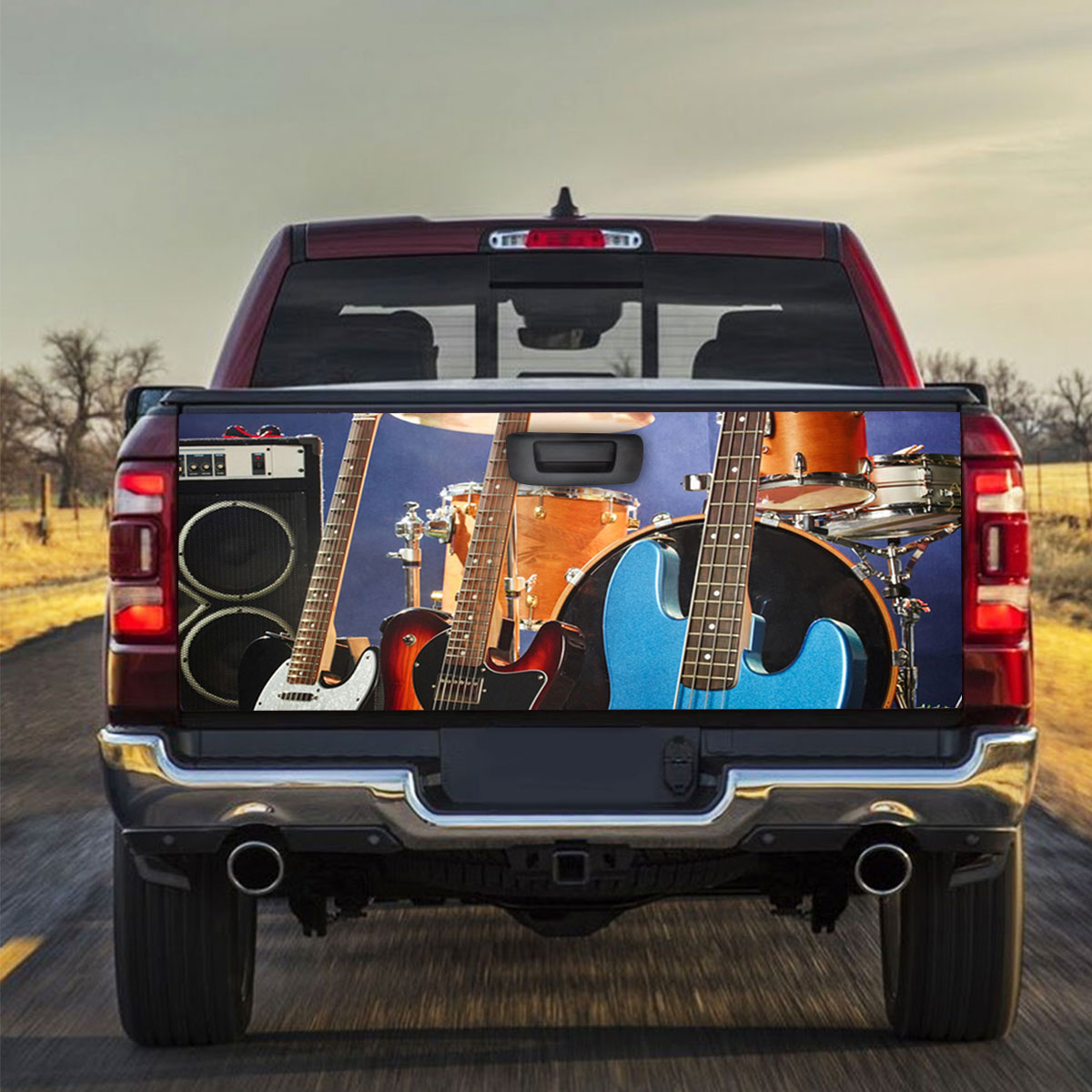 Hippie Electric Guitar Truck Bed Decal