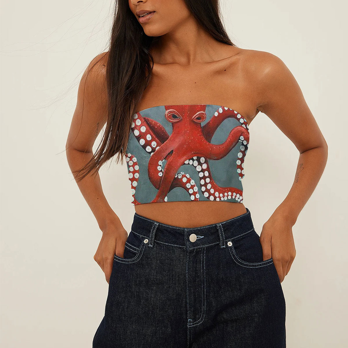 Giant Red Octopus Tube Top
