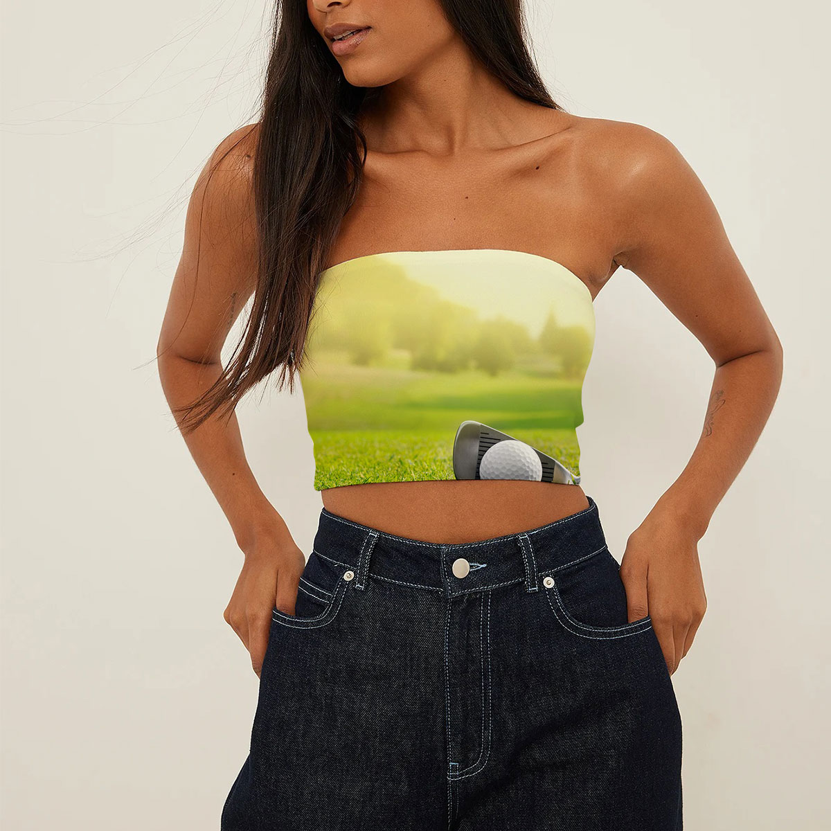 Golf Tools On Grass Tube Top