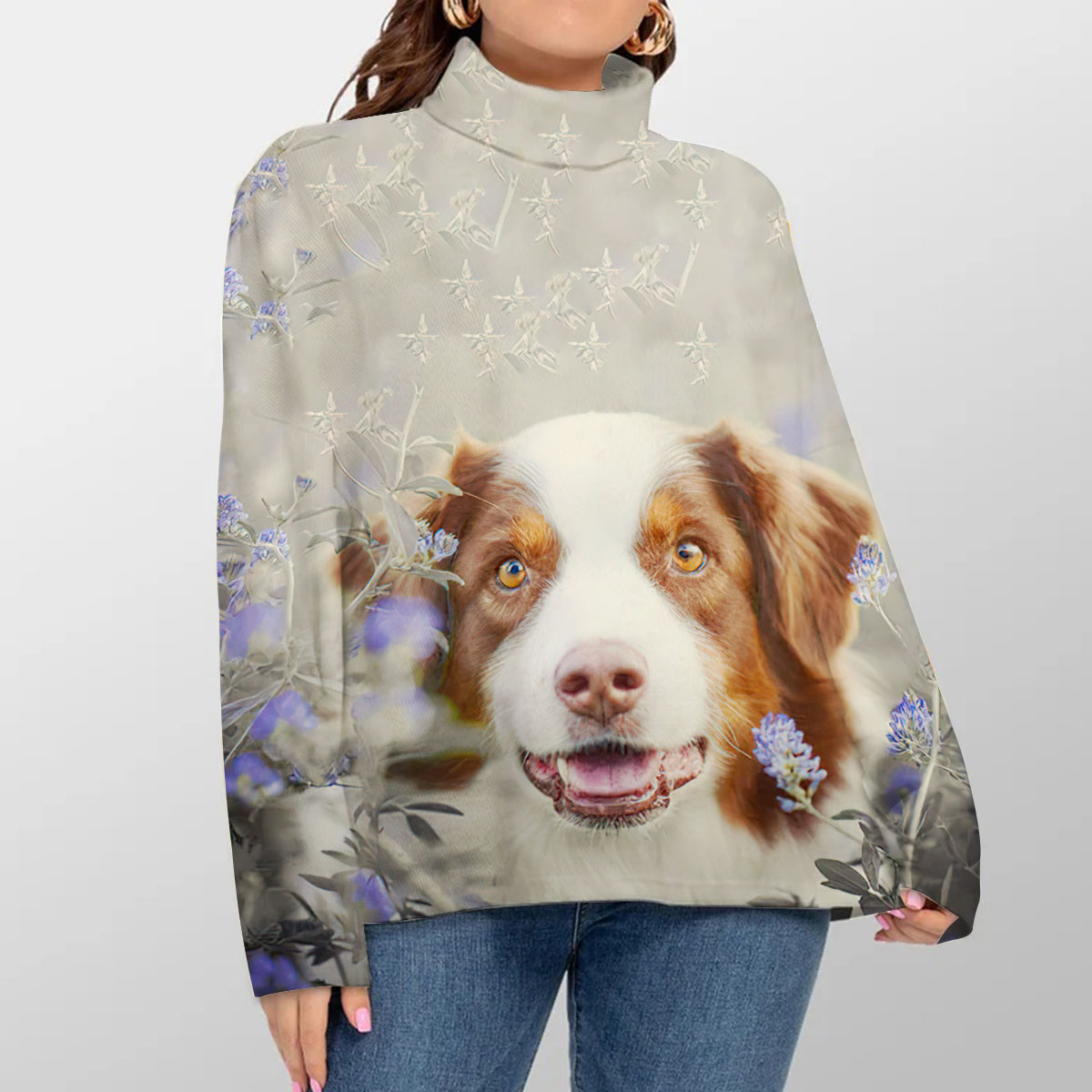 Flower Dog Turtleneck Sweater