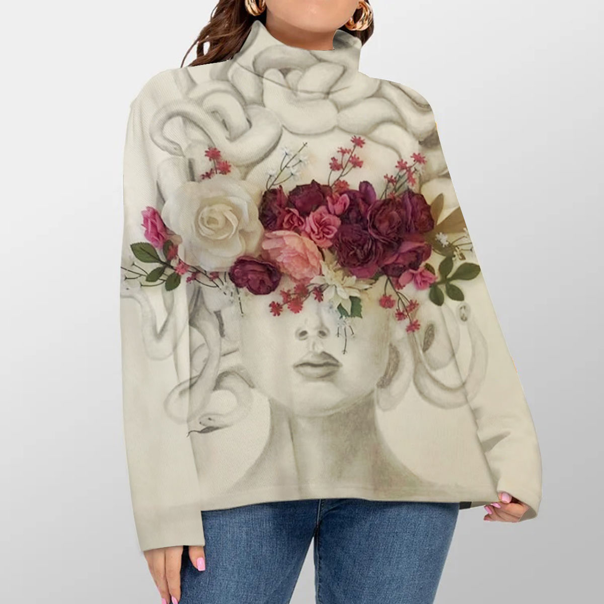 Flower Medusa Turtleneck Sweater
