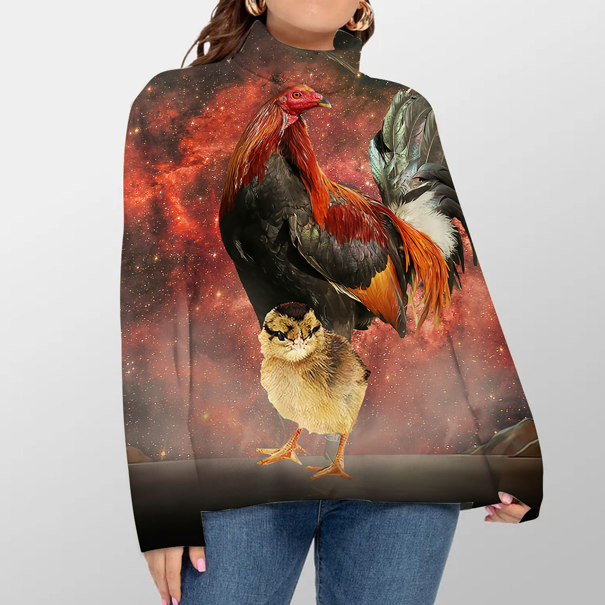 Galaxy Chicken Turtleneck Sweater