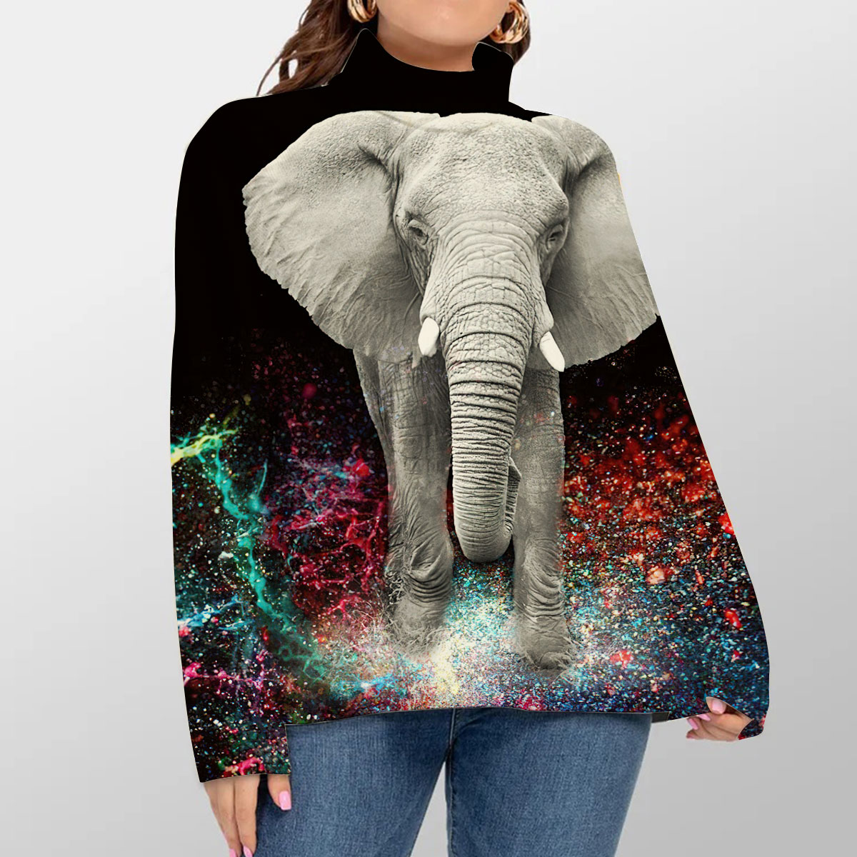 Galaxy Elephant Turtleneck Sweater