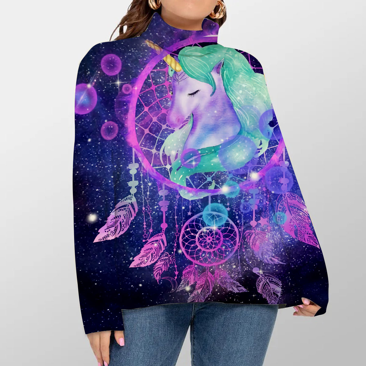 Galaxy Unicorn With Dream Catcher Turtleneck Sweater