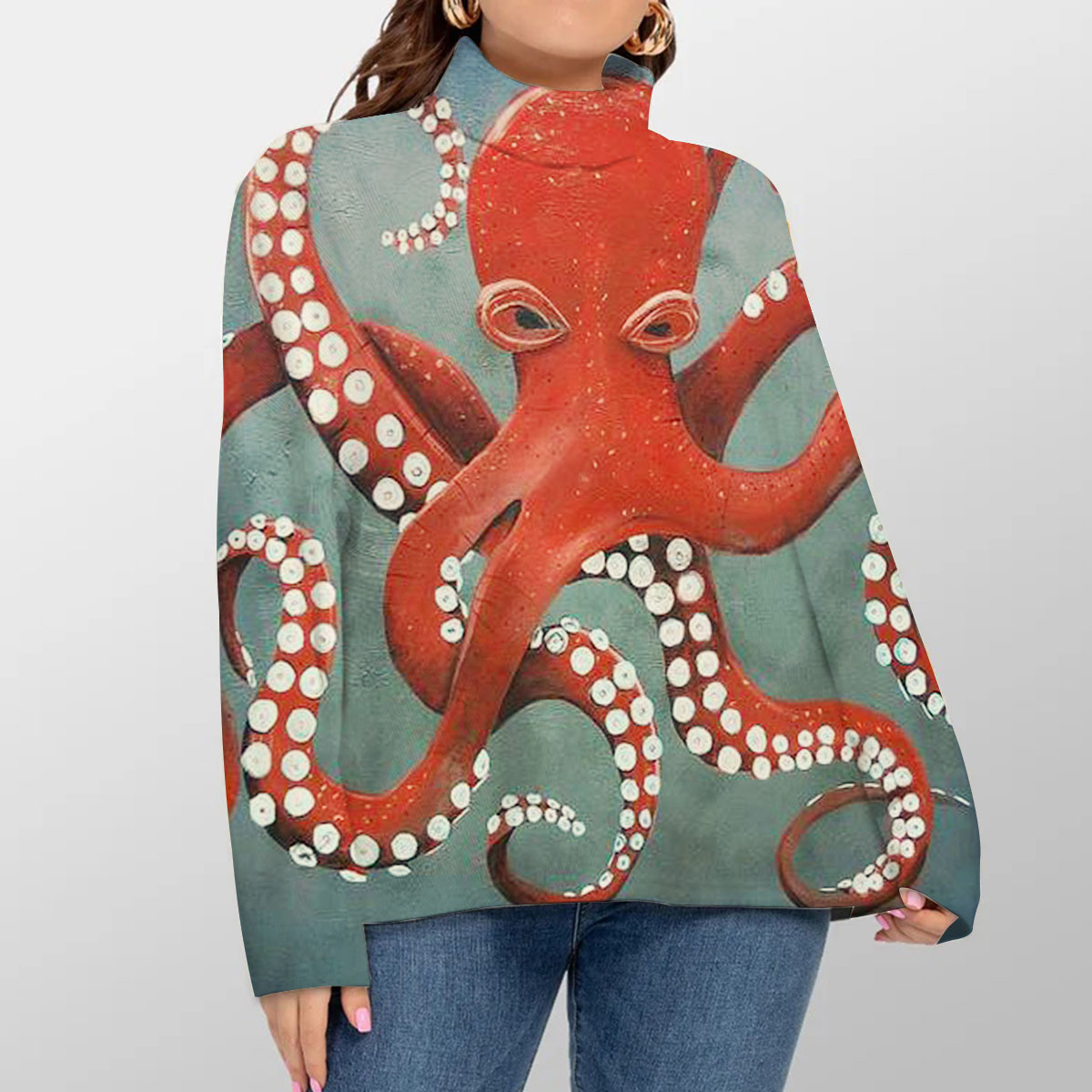 Giant Red Octopus Turtleneck Sweater
