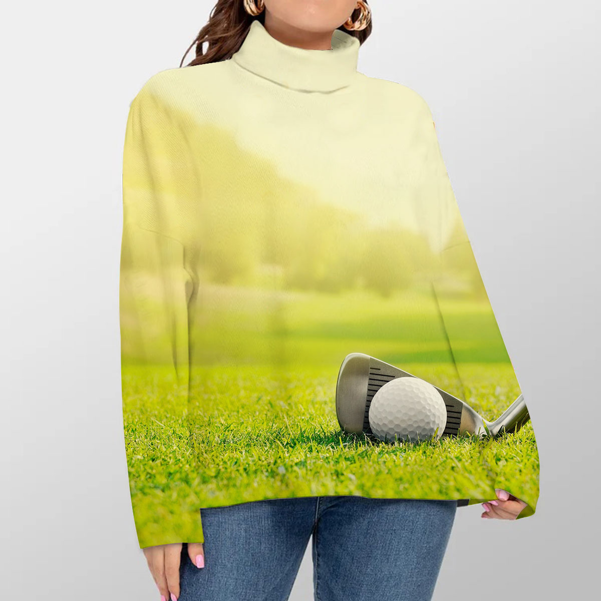 Golf Tools On Grass Turtleneck Sweater