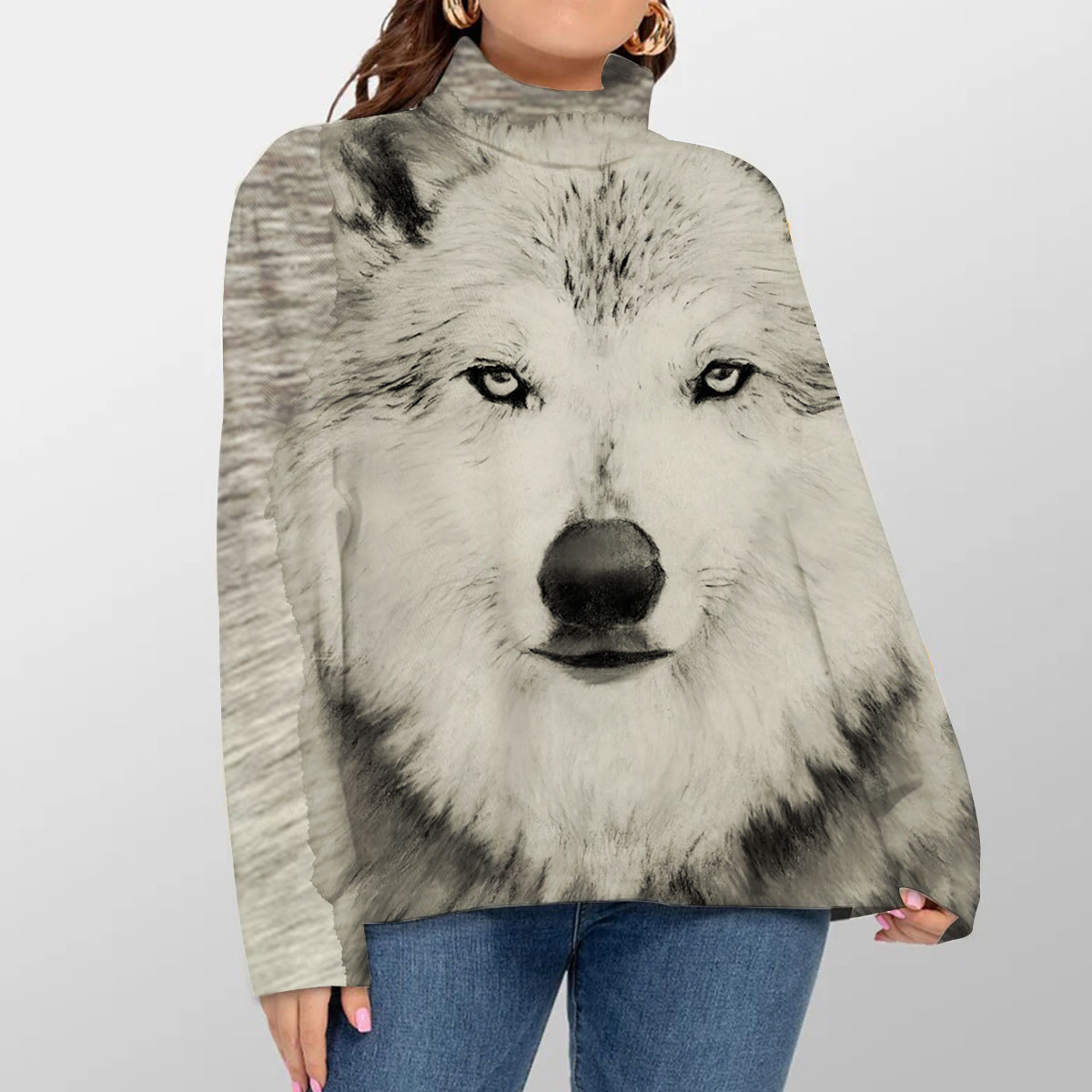 Gray Wolf Turtleneck Sweater