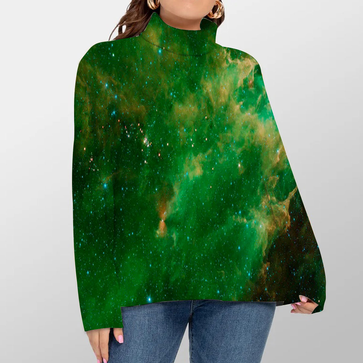 Green Galaxy Turtleneck Sweater