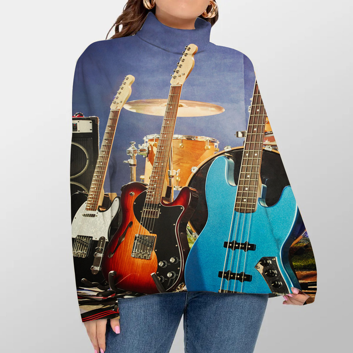 Hippie Electric Guitar Turtleneck Sweater