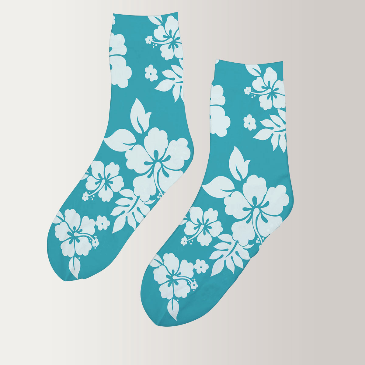 Green Hawaii Hibiscus 3D Socks