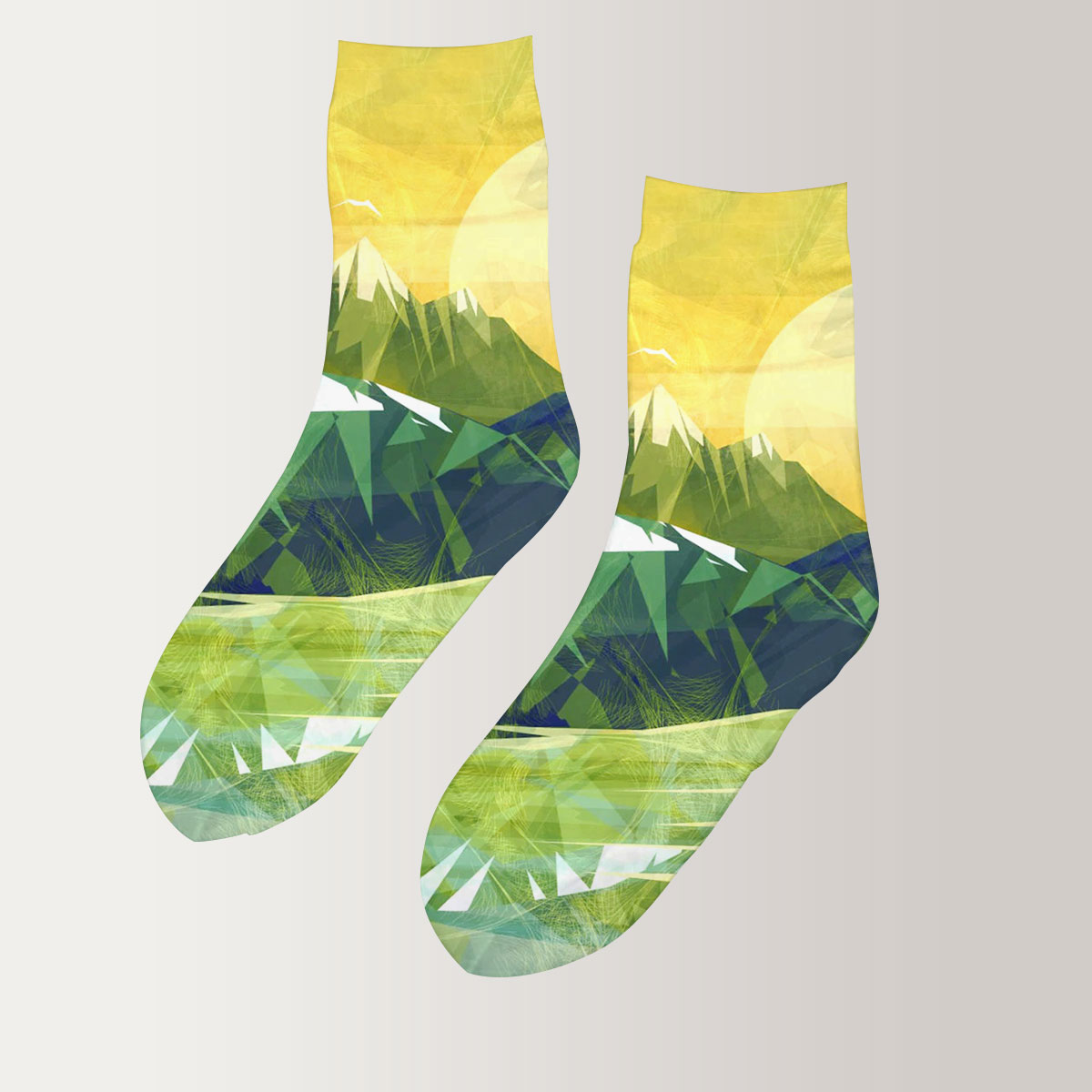 Green Mountain Landscape 3D Socks