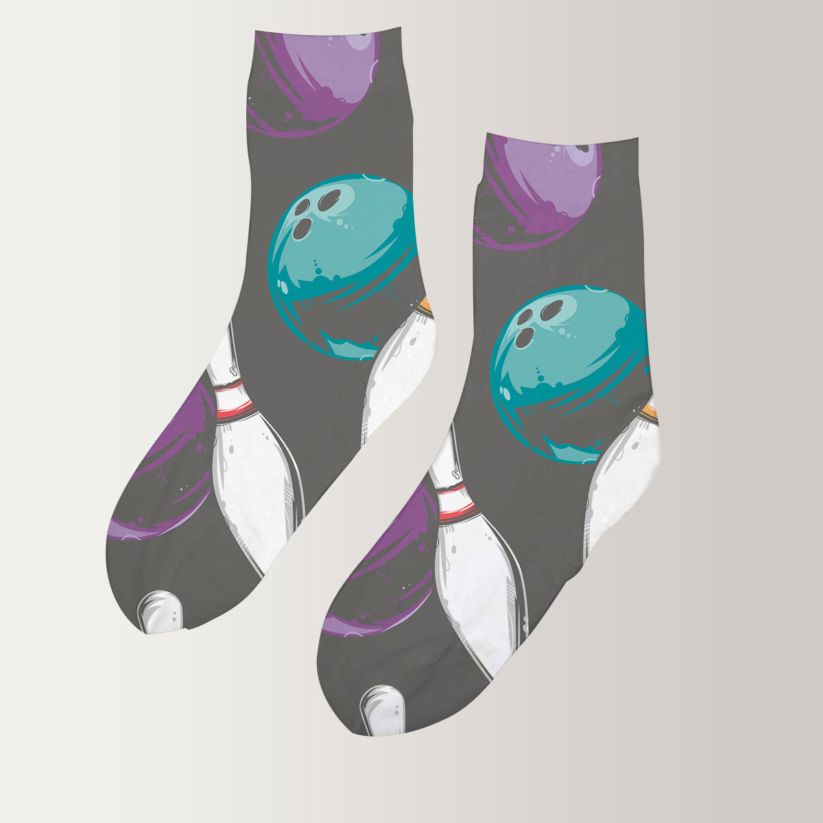 Green Purple Bowling 3D Socks