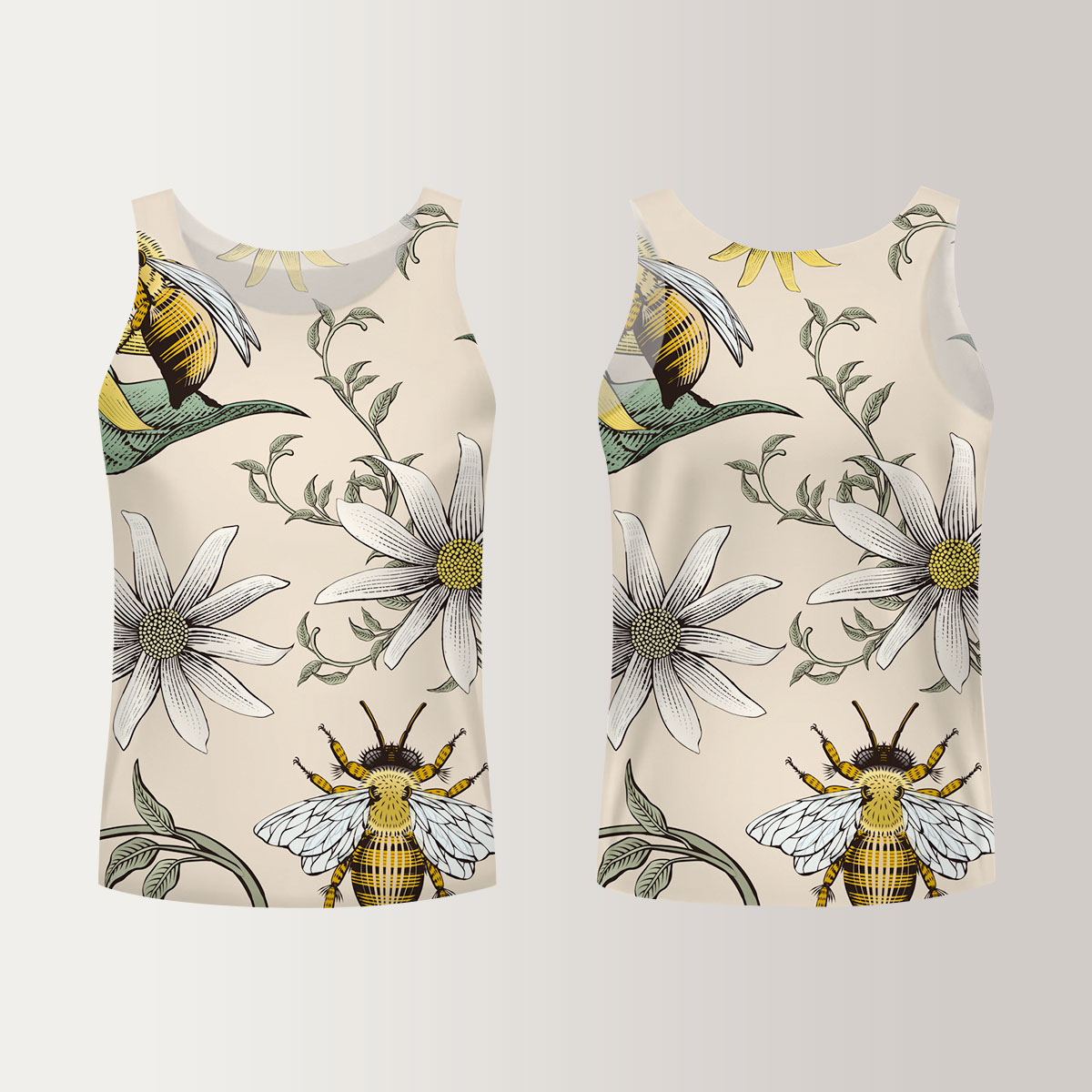 Flower And Bee Unisex Tank Top