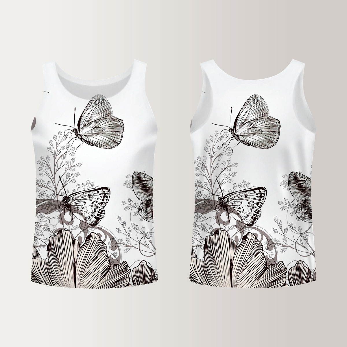 Flower And Butterfly Unisex Tank Top