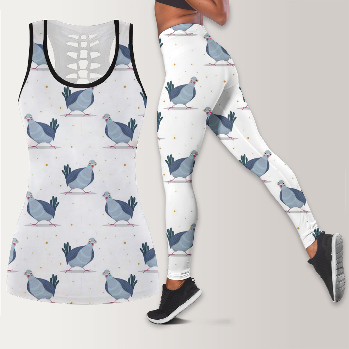 Cute Pigeon Monogram Legging Tank Top set