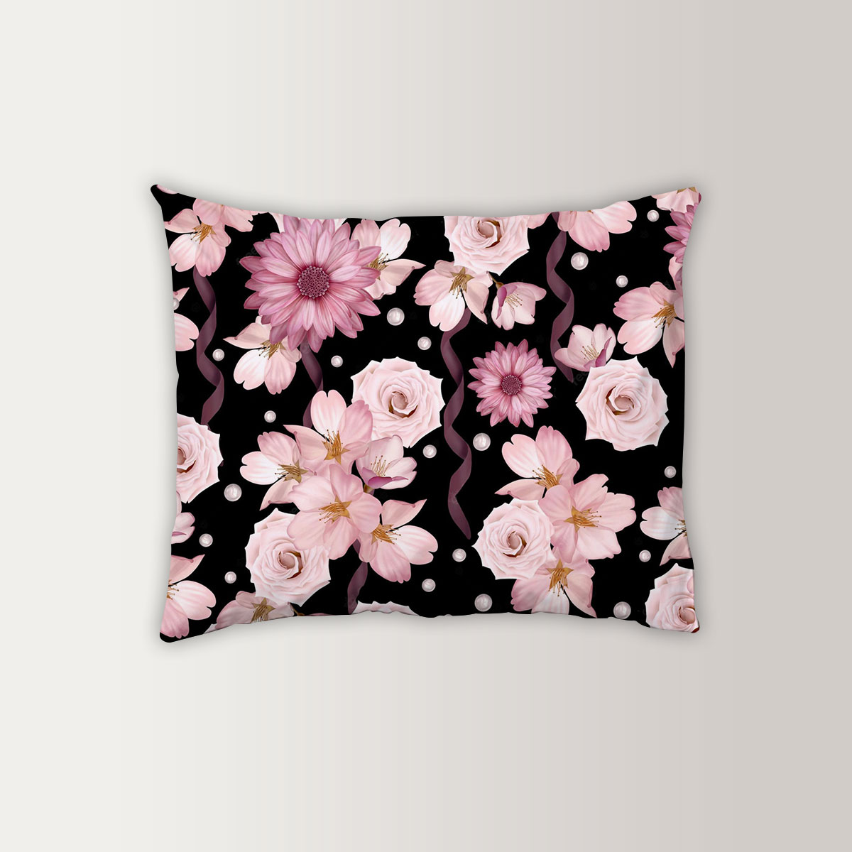 Beautiful Seamless Pattern With Roses And Chrysanthemum Pillow Case