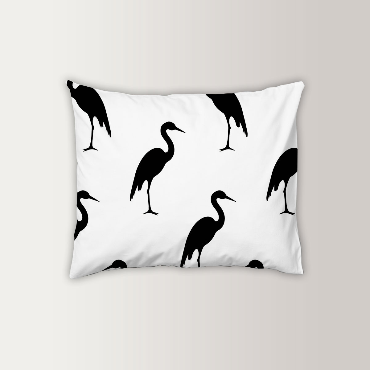 Black And White Heron Art Pillow Case