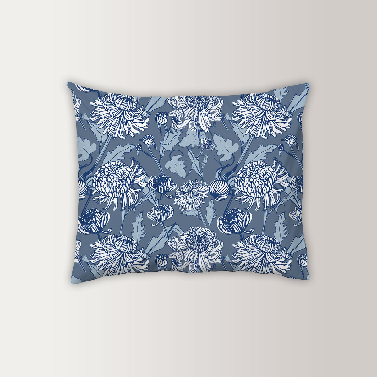 Blue Chrysanthemum Pillow Case