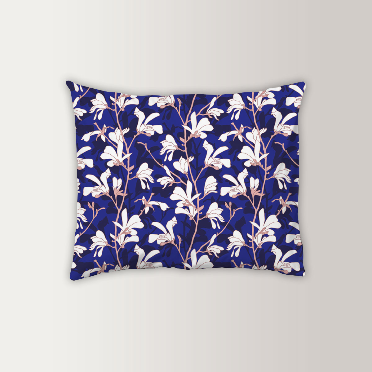 Blue Floral Background With White Magnolia Flower Pillow Case