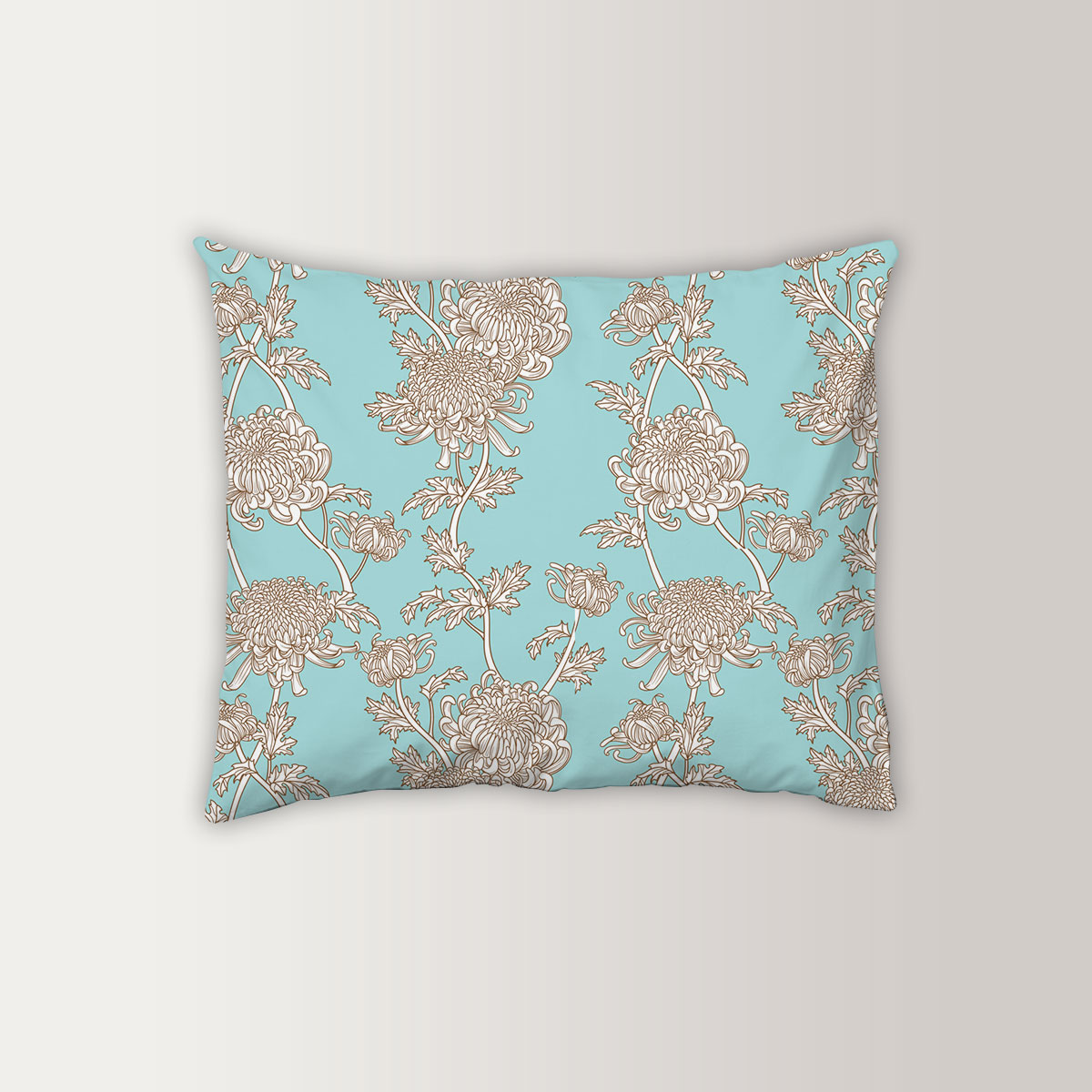 Blue Pastel Chrysanthemum Pillow Case