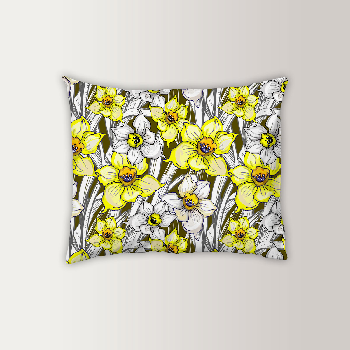 Botanical With Flowers Of Narcissus Daffodil Pillow Case