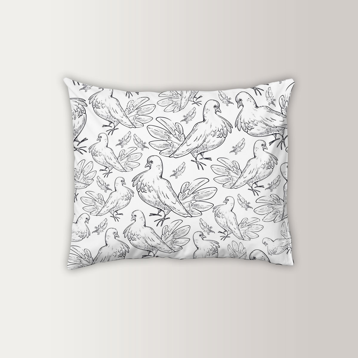 Draw Feather Pigeon Pillow Case