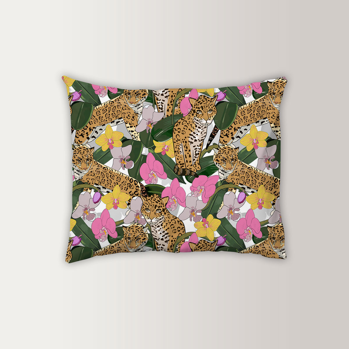 Floral Jaguar Pillow Case