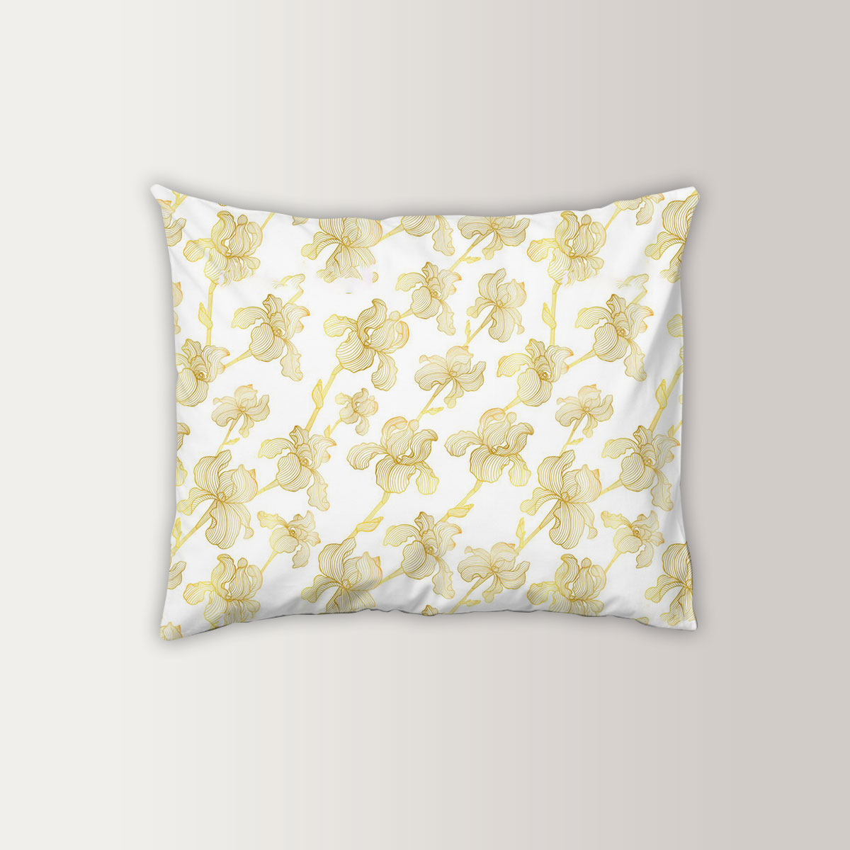 Gold Iris Flower Pillow Case