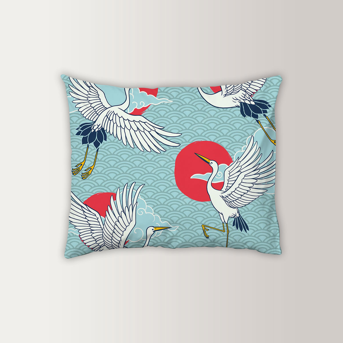 Iconic Flying Heron Art Pillow Case