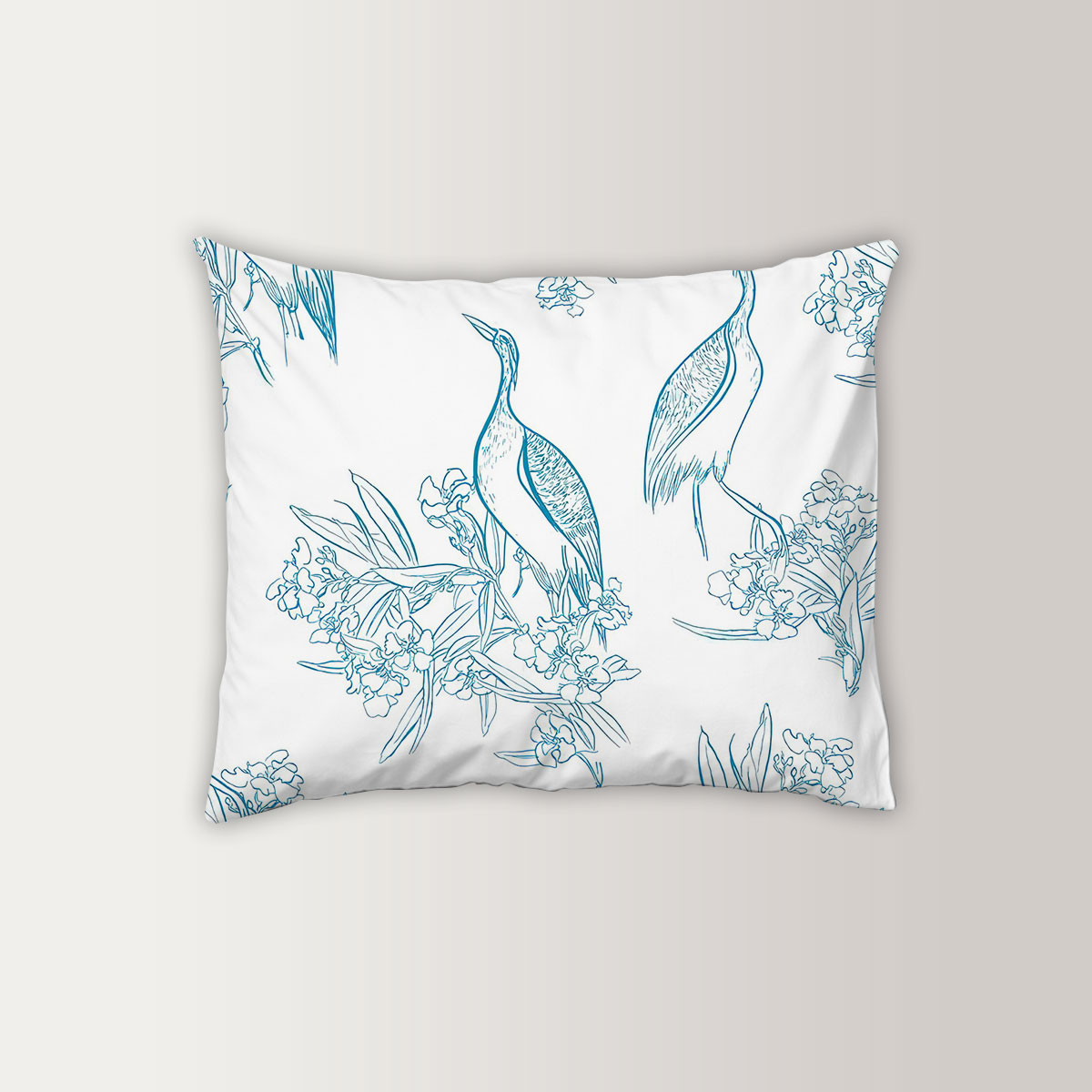 Indian Floral Heron Pillow Case