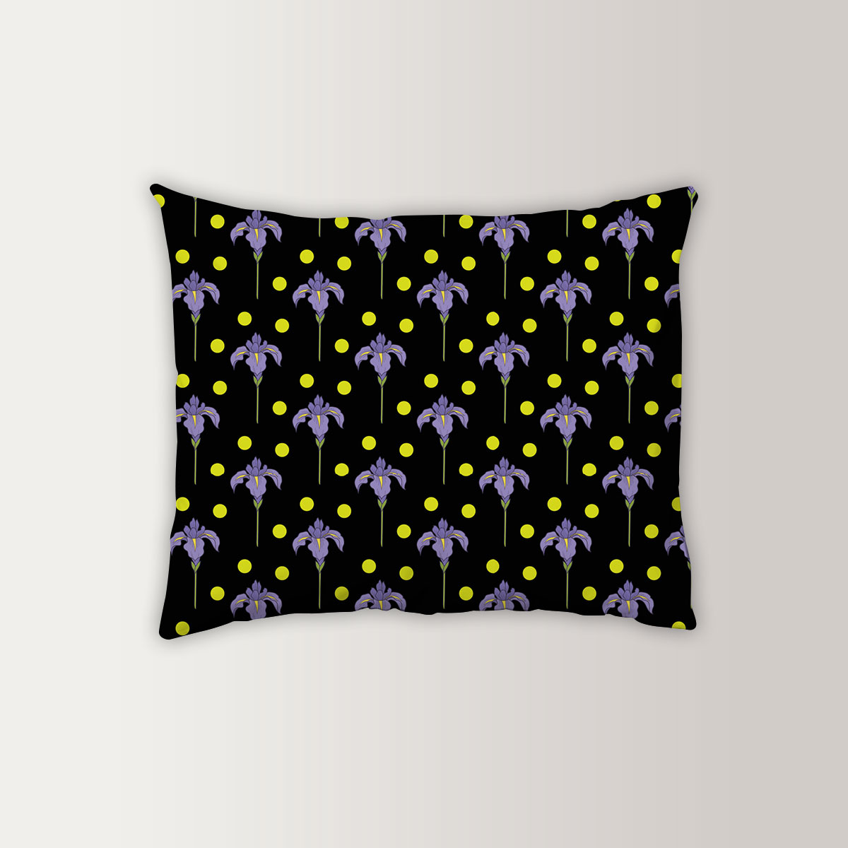 Iris Flower And Dot Seamless Pattern Pillow Case