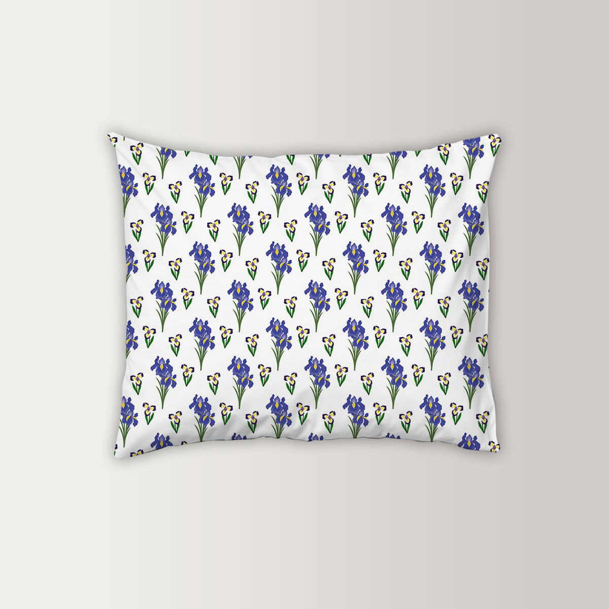 Iris Flower And Leaf Seamless Pattern Pillow Case