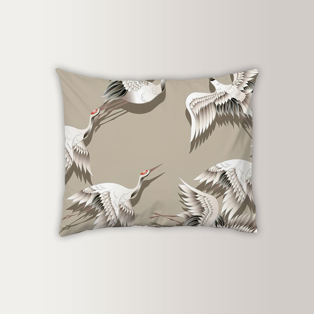Japanese Heron Brown Backgorund Pillow Case
